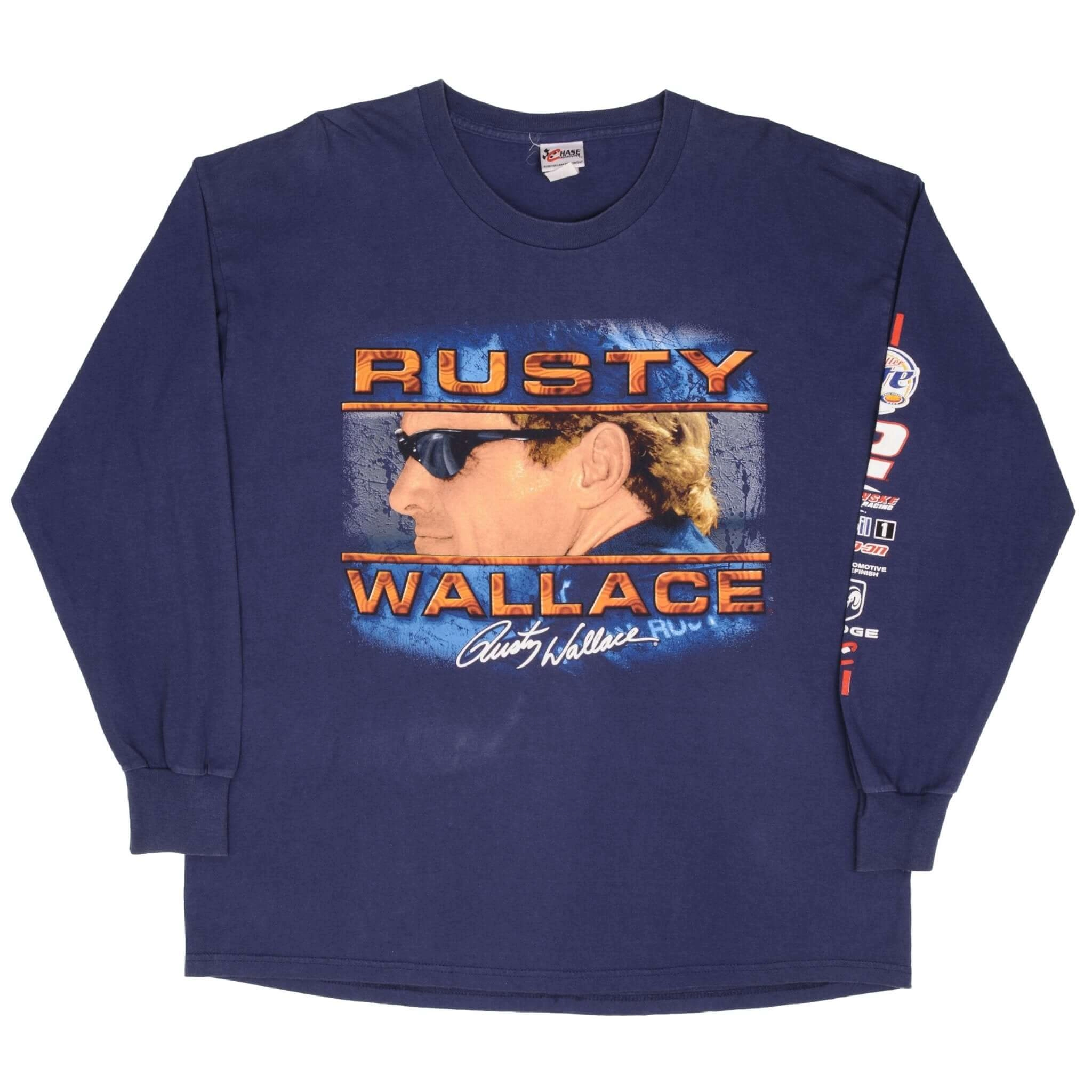 VINTAGE NASCAR RUSTY WALLACE 2000S LONG SLEEVE TEE SHIRT SIZE XL