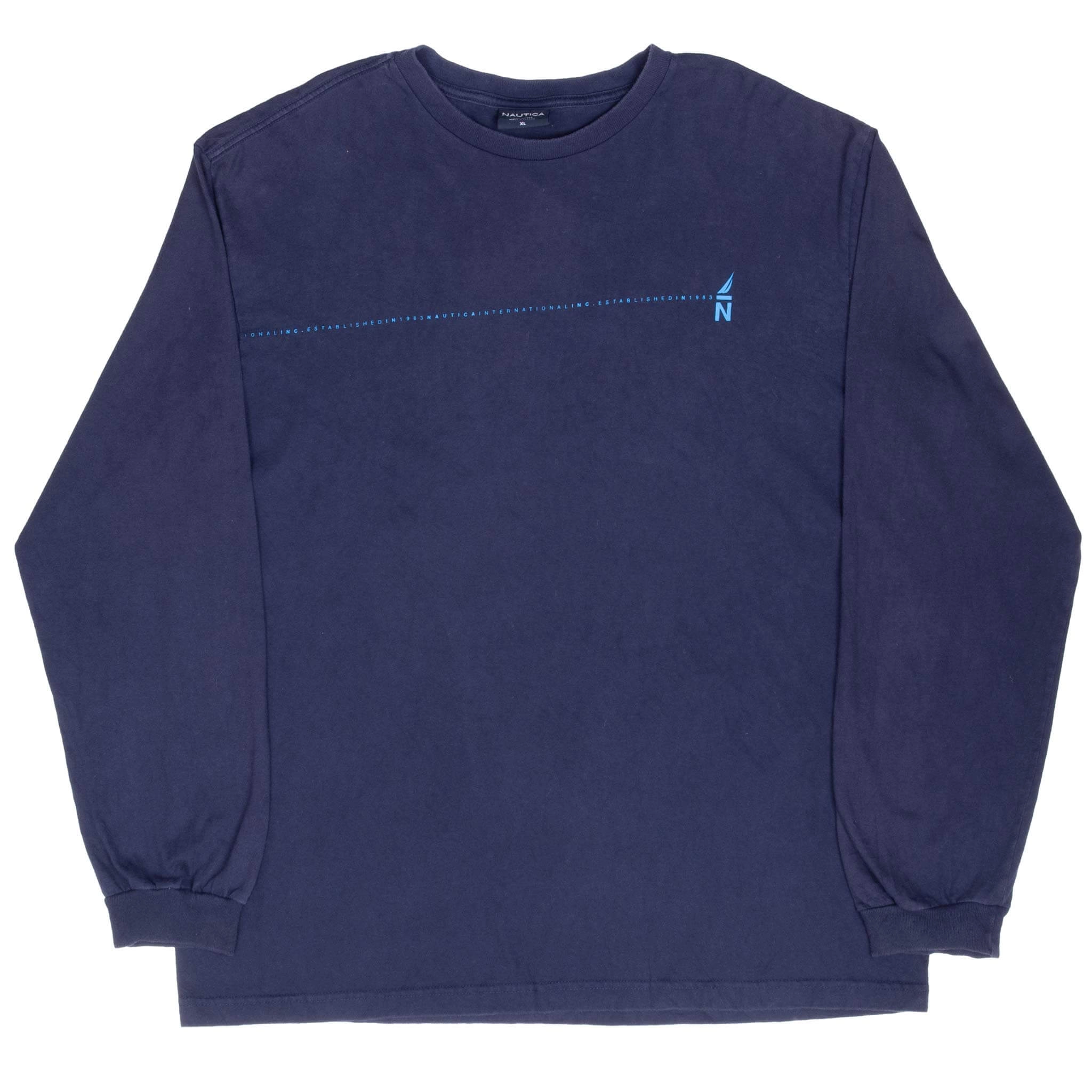 VINTAGE NAUTICA BLUE LONG SLEEVE TEE SHIRT 2000S XL