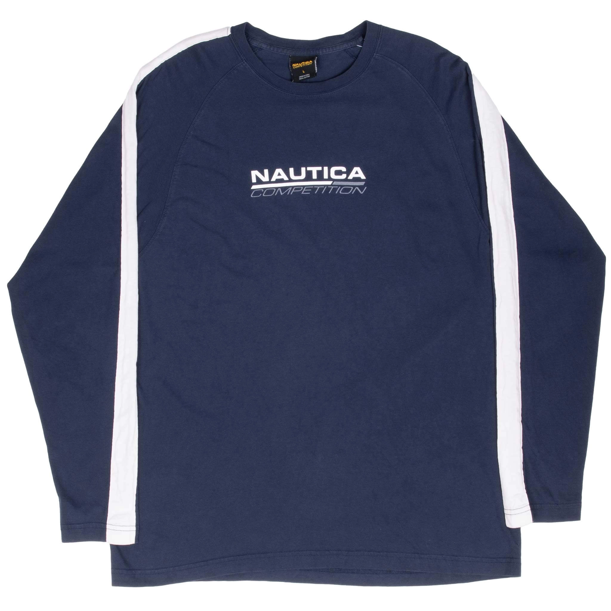 VINTAGE NAUTICA COMPETITION BLUE LONG SLEEVE TEE SHIRT 2000S LARGE