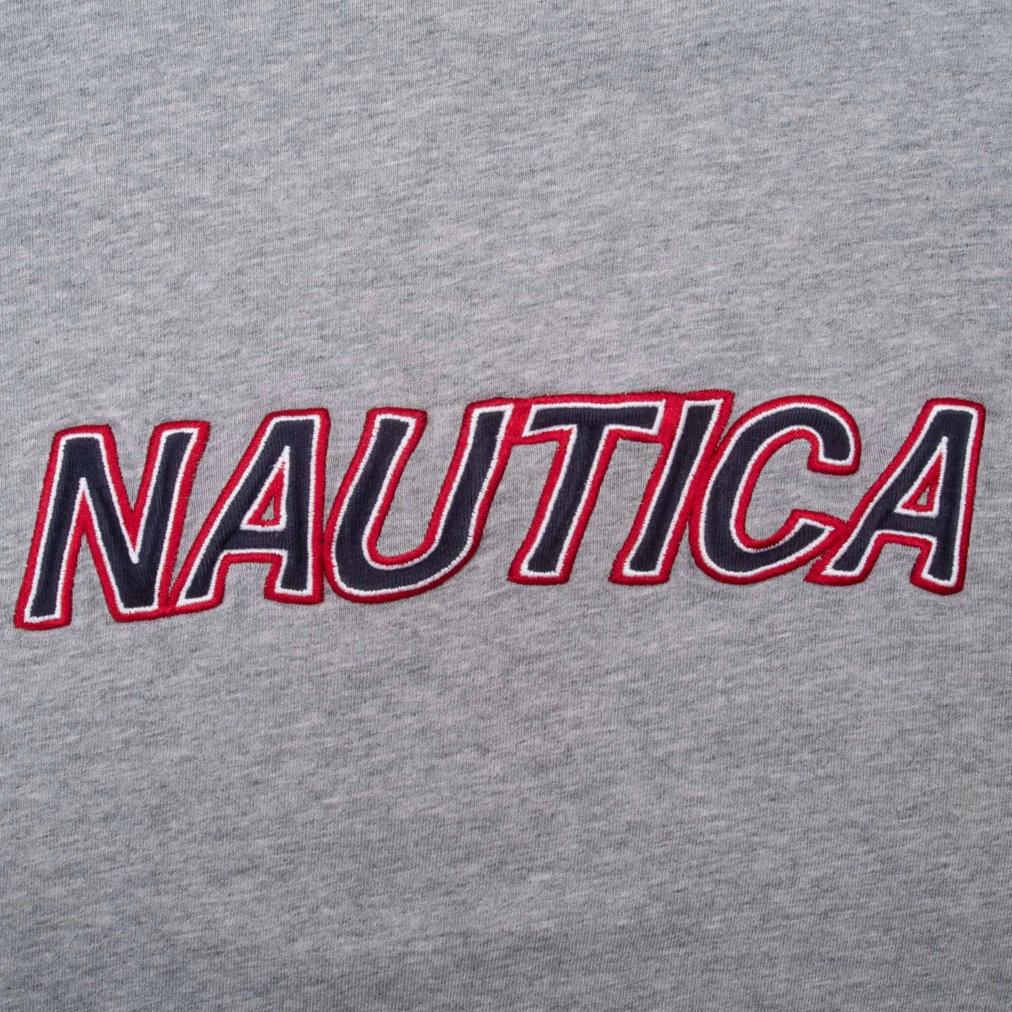VINTAGE NAUTICA EMBROIDERED GREY LONG SLEEVE TEE SHIRT 2000S LARGE