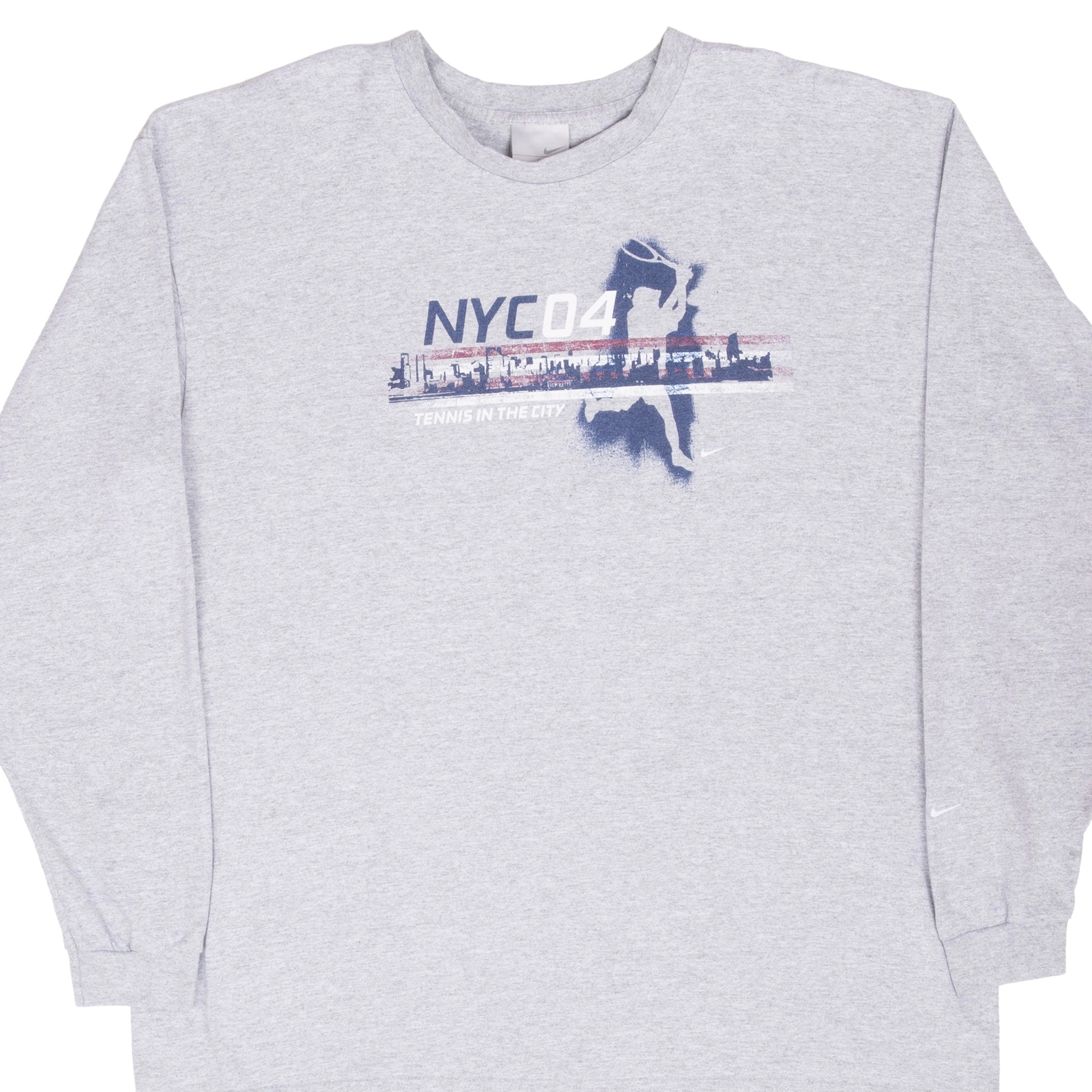 VINTAGE NIKE TENNIS IN THE CITY NYC LONG SLEEVE TEE SHIRT 2004 XL