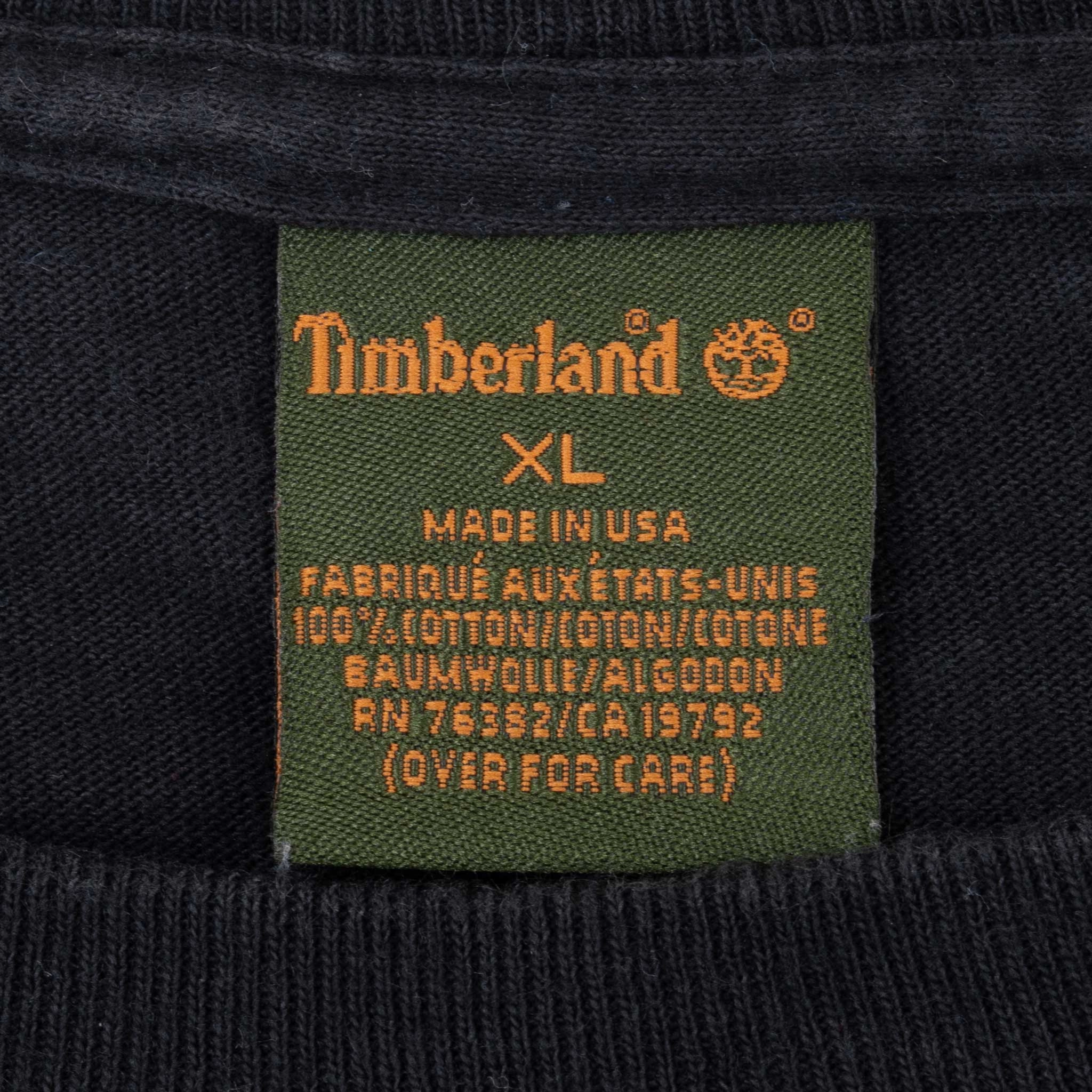 VINTAGE TIMBERLAND LONG SLEEVE BLACK TEE SHIRT 1990S XL MADE IN USA