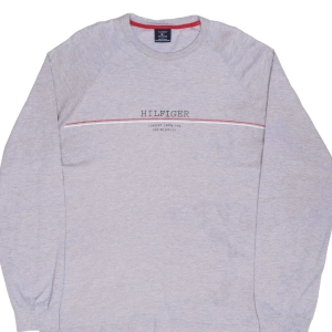 VINTAGE TOMMY HILFIGER SPELLOUT GREY LONG SLEEVE TEE SHIRT 2000S LARGE