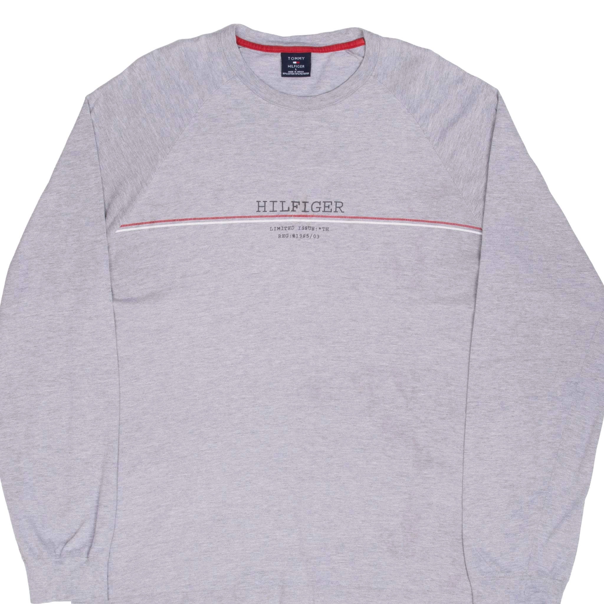 VINTAGE TOMMY HILFIGER SPELLOUT GREY LONG SLEEVE TEE SHIRT 2000S LARGE