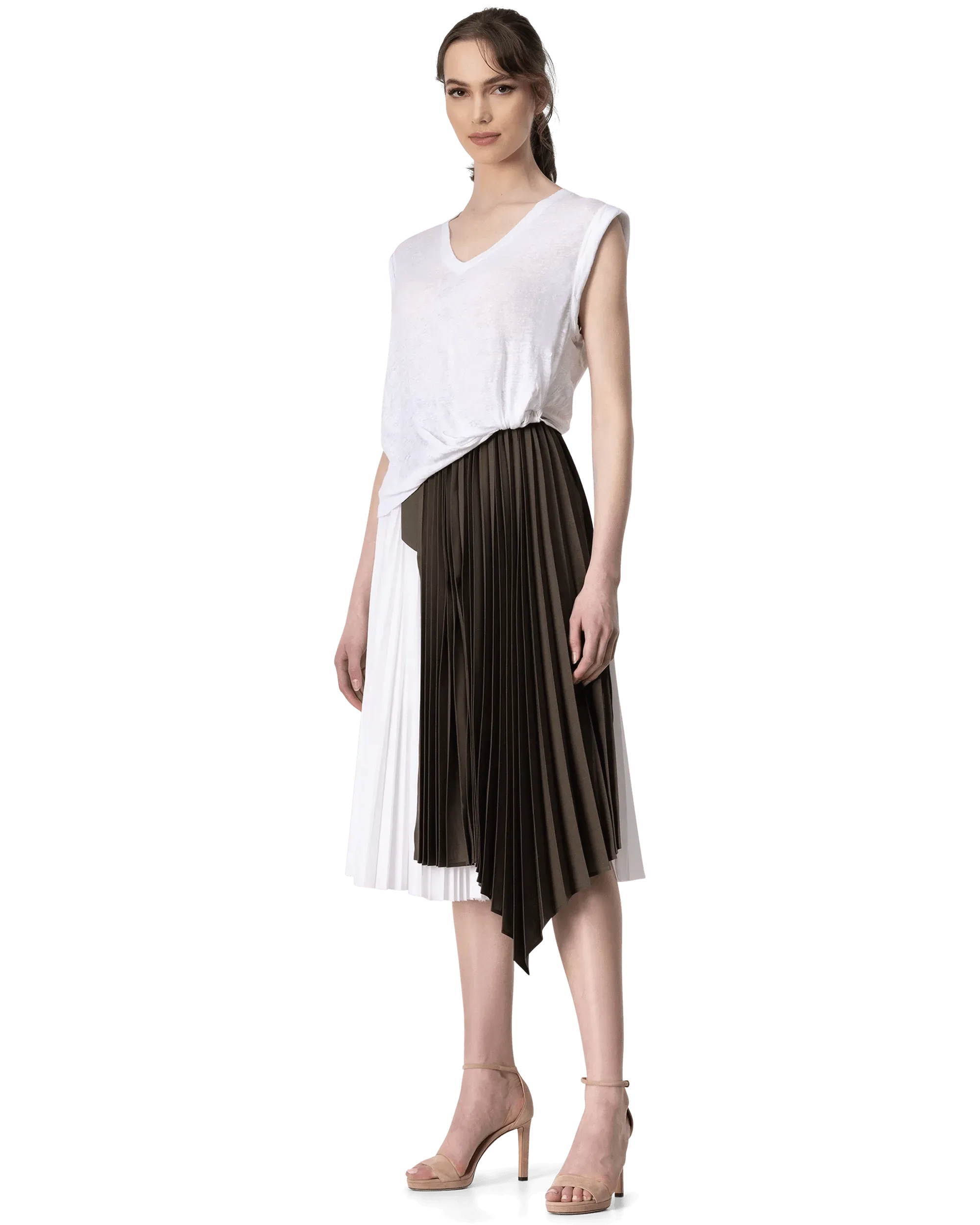 Xantey Linen Knotted Sleeveless T-shirt